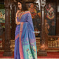 Very Much Indian Authentic Handloom Pure Cotton Paithani with Handcrafted Lotus Pallu - Dual Tone Purple and Pink | Swadesiicart
