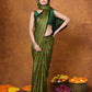Very Much Indian Handloom Modal Silk Saree With Ajrakh Handblock Print With Eco-Friendly Vegetable Dye - Green | Swadesiicart
