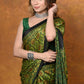 Very Much Indian Handloom Modal Silk Saree With Ajrakh Handblock Print With Eco-Friendly Vegetable Dye - Green | Swadesiicart