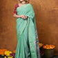 Very Much Indian EXCLUSIVE! Handloom Pure Cotton Paithani With Asawali Pallu - Sea Green | Swadesiicart