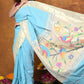 Very Much Indian Authentic Handloom Pure Cotton Paithani with Handcrafted Parrot Pallu - Sky Blue | Swadesiicart