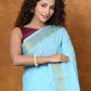 Very Much Indian EXCLUSIVE! Handloom Pure Cotton Paithani With Asawali Pallu - Sky Blue | Swadesiicart