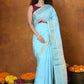 Very Much Indian EXCLUSIVE! Handloom Pure Cotton Paithani With Asawali Pallu - Sky Blue | Swadesiicart