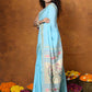 Very Much Indian EXCLUSIVE! Handloom Pure Cotton Paithani With Asawali Pallu - Sky Blue | Swadesiicart