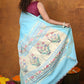 Very Much Indian EXCLUSIVE! Handloom Pure Cotton Paithani With Asawali Pallu - Sky Blue | Swadesiicart