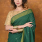 Very Much Indian EXCLUSIVE! Handloom Pure Cotton Paithani With Asawali Pallu - Dark Green | Swadesiicart