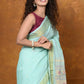 Very Much Indian EXCLUSIVE! Handloom Pure Cotton Paithani With Asawali Pallu - Light Blue | Swadesiicart