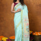 Very Much Indian EXCLUSIVE! Handloom Pure Cotton Paithani With Asawali Pallu - Light Blue | Swadesiicart