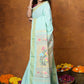 Very Much Indian EXCLUSIVE! Handloom Pure Cotton Paithani With Asawali Pallu - Light Blue | Swadesiicart