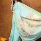 Very Much Indian EXCLUSIVE! Handloom Pure Cotton Paithani With Asawali Pallu - Light Blue | Swadesiicart