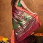 Very Much Indian EXCLUSIVE! Handloom Pure Cotton Paithani With Asawali Pallu - Dark Maroon | Swadesiicart