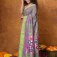 Very Much Indian EXCLUSIVE! Handloom Pure Cotton Paithani With Traditional Asawali Pallu - Dual Tone Green & Pink | Swadesiicart