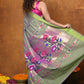 Very Much Indian EXCLUSIVE! Handloom Pure Cotton Paithani With Traditional Asawali Pallu - Dual Tone Green & Pink | Swadesiicart