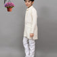 Bluesaanchi White Self-Design Embroidered Kurta Set – Timeless & Sophisticated for Your Little One | Swadesiicart