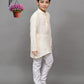 Bluesaanchi White Self-Design Embroidered Kurta Set – Timeless & Sophisticated for Your Little One | Swadesiicart