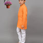 Bluesaanchi Orange Self-Design Embroidered Kurta Set – Bold & Stylish for Your Little One | Swadesiicart