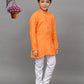 Bluesaanchi Orange Self-Design Embroidered Kurta Set – Bold & Stylish for Your Little One | Swadesiicart