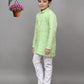 Bluesaanchi Lime Green Self-Design Embroidered Kurta Set – Playful & Festive for Your Little One | Swadesiicart