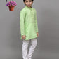 Bluesaanchi Lime Green Self-Design Embroidered Kurta Set – Playful & Festive for Your Little One | Swadesiicart