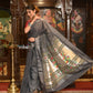 Very Much Indian Authentic Handloom Pure Cotton Paithani with Handcrafted Asawali Pallu - Grey Silver | Swadesiicart