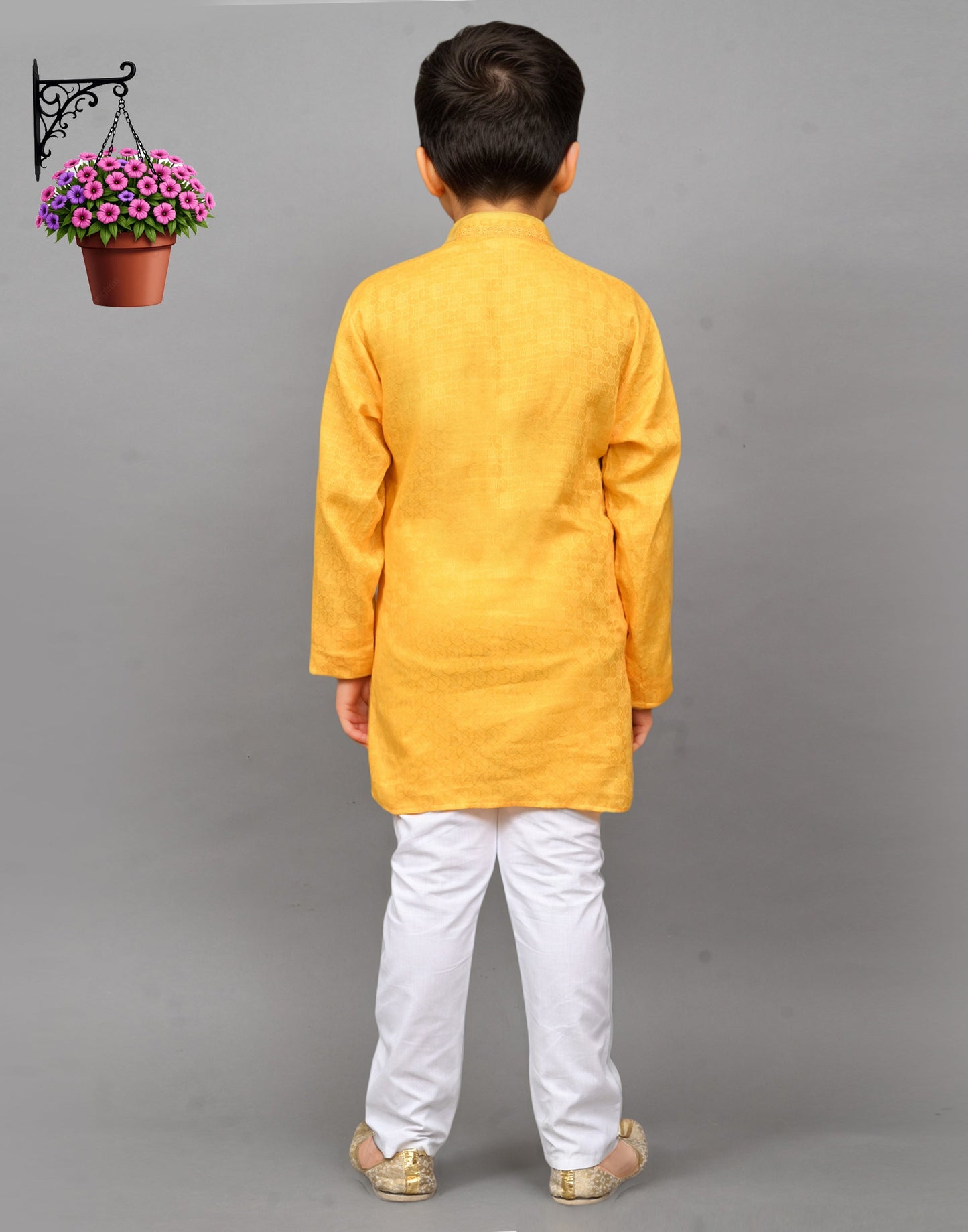 Bluesaanchi Yellow Self-Design Embroidered Kurta Set – Bright & Joyful for Your Little One | Swadesiicart
