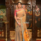 Very Much Indian Authentic Handloom Pure Cotton Paithani with Handcrafted Peacock Pallu - Powder Blue Gold | Swadesiicart
