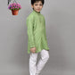 Bluesaanchi Light Green Embroidered Kurta Set – Fresh & Charming for Your Little One | Swadesiicart