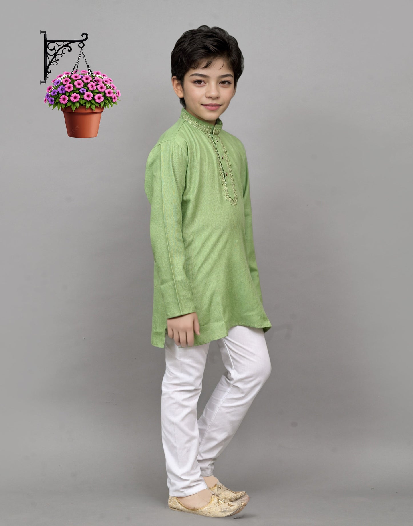 Bluesaanchi Light Green Embroidered Kurta Set – Fresh & Charming for Your Little One | Swadesiicart
