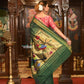 Very Much Indian Authentic Handloom Pure Cotton Paithani with Handcrafted Parrot Pallu - Forest Green | Swadesiicart