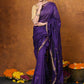 Very Much Indian Designed by VMI - High Quality Mul Cotton Handloom Woven with Sleek Border and Flower Buttis - Violet | Swadesiicart