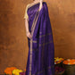 Very Much Indian Designed by VMI - High Quality Mul Cotton Handloom Woven with Sleek Border and Flower Buttis - Violet | Swadesiicart
