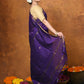 Very Much Indian Designed by VMI - High Quality Mul Cotton Handloom Woven with Sleek Border and Flower Buttis - Violet | Swadesiicart