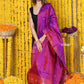 Very Much Indian Rajsi - Handloom Pure Silk Paithani Dupatta With Beautiful Zari Work and Handwoven Buttis - Starlight Violet | Swadesiicart