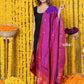 Very Much Indian Rajsi - Handloom Pure Silk Paithani Dupatta With Beautiful Zari Work and Handwoven Buttis - Starlight Violet | Swadesiicart