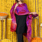Very Much Indian Rajsi - Handloom Pure Silk Paithani Dupatta With Beautiful Zari Work and Handwoven Buttis - Starlight Violet | Swadesiicart