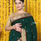 Very Much Indian Rajsi - Handloom Pure Cotton Paithani With Peacock Pallu - Dark Green | Swadesiicart