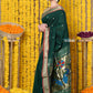 Very Much Indian Rajsi - Handloom Pure Cotton Paithani With Peacock Pallu - Dark Green | Swadesiicart
