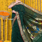 Very Much Indian Rajsi - Handloom Pure Cotton Paithani With Peacock Pallu - Dark Green | Swadesiicart