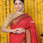 Very Much Indian Rajsi - Handloom Pure Cotton Paithani With Asawali Pallu - Red | Swadesiicart