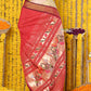 Very Much Indian Rajsi - Handloom Pure Cotton Paithani With Asawali Pallu - Red | Swadesiicart