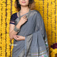 Very Much Indian Rajsi - Handloom Pure Cotton Paithani With Asawali Pallu - Grey | Swadesiicart