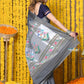 Very Much Indian Rajsi - Handloom Pure Cotton Paithani With Asawali Pallu - Grey | Swadesiicart
