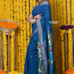 Very Much Indian Rajsi - Handloom Pure Cotton Paithani With Peacock Pallu - Teal Blue | Swadesiicart