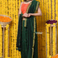 Very Much Indian Rajsi - Designed by VMI! High Quality Mul Cotton Handloom Woven Saree With Sleek Border in Green | Swadesiicart