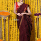 Very Much Indian Rajsi - Designed by VMI! High Quality Mul Cotton Handloom Woven Saree With Sleek Border in Maroon | Swadesiicart