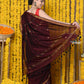 Very Much Indian Rajsi - Designed by VMI! High Quality Mul Cotton Handloom Woven Saree With Sleek Border in Maroon | Swadesiicart