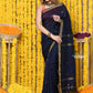 Very Much Indian Rajsi - Designed by VMI! High Quality Mul Cotton Handloom Woven Saree With Sleek Border in dark blue | Swadesiicart