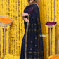 Very Much Indian Rajsi - Designed by VMI! High Quality Mul Cotton Handloom Woven Saree With Sleek Border in dark blue | Swadesiicart