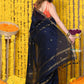 Very Much Indian Rajsi - Designed by VMI! High Quality Mul Cotton Handloom Woven Saree With Sleek Border in dark blue | Swadesiicart