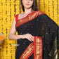 Very Much Indian Rajsi - Handloom Pure Cotton Paithani With Peacock Pallu - Black | Swadesiicart